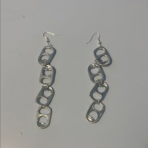 Silver Dangle bottle-tab Earrings